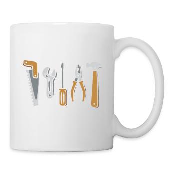 Tool Set Vector – Saw, Hammer, Pliers, Screw - Mug - white - Right