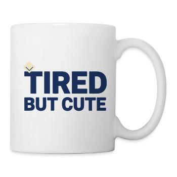 Baby Humor T-Shirt TIRED BUT CUTE | Minimalist - Mug - white - Right
