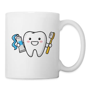 Zahn Cartoon Zahnarzt Design Dental - Tasse - Weiß - Rechts