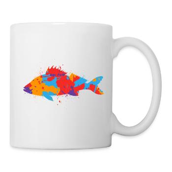Bunter Barsch Angler Design Barsche Angeln Fischen - Tasse - Weiß - Rechts