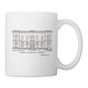 Baltimore, Hand Drawing George Peabody Library - Mug - white - Right