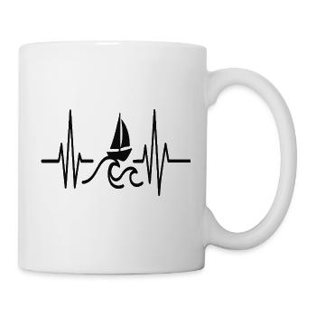 Boot Heartbeat Line Minimalistisches Segeldesign - Tasse - Weiß - Rechts