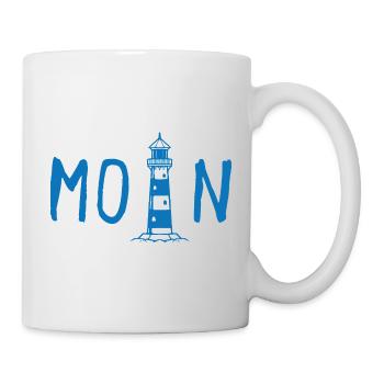 Moin mit Leuchtturm - Tasse - Weiß - Rechts