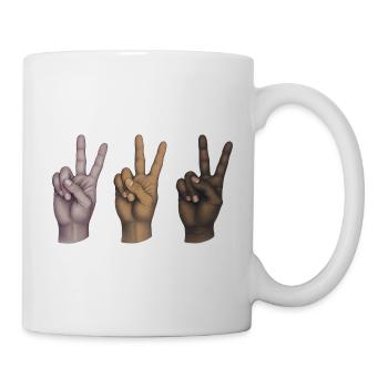 FRIEDEN HÄNDE ALLE GLEICH – Frieden & Liebe - Tasse - Weiß - Rechts