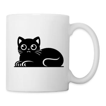 Dessin mignon de style tatouage de chat chat - Mug blanc - blanc - Droite