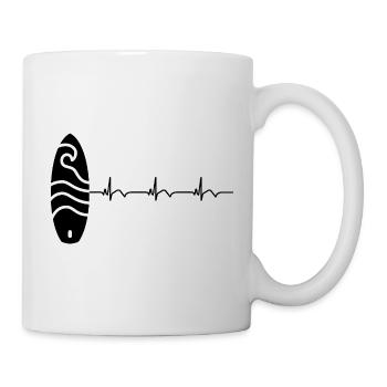 Surfboard Surfboard Surfer ECG Heartbeat - Mug - white - Right