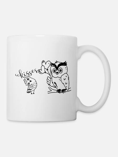 Zwei Eulen - Tasse - Weiß