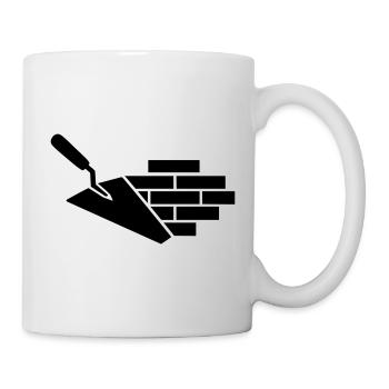 Maurer Logo mit Kelle & Ziegel - Tasse - Weiß - Rechts