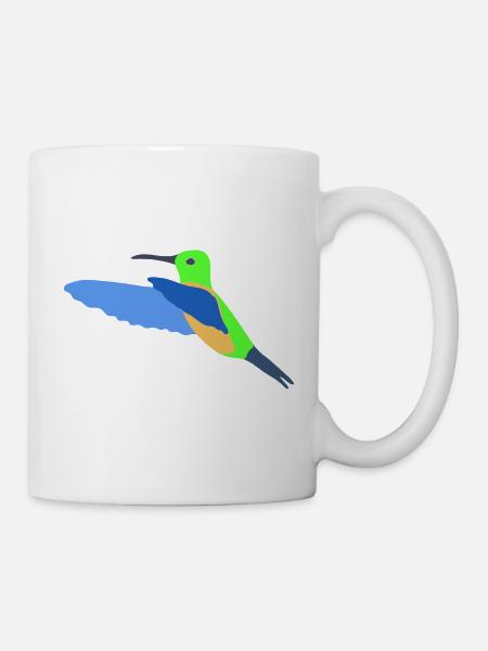 Bunter Kolibri im Flugdesign - Tasse - Weiß