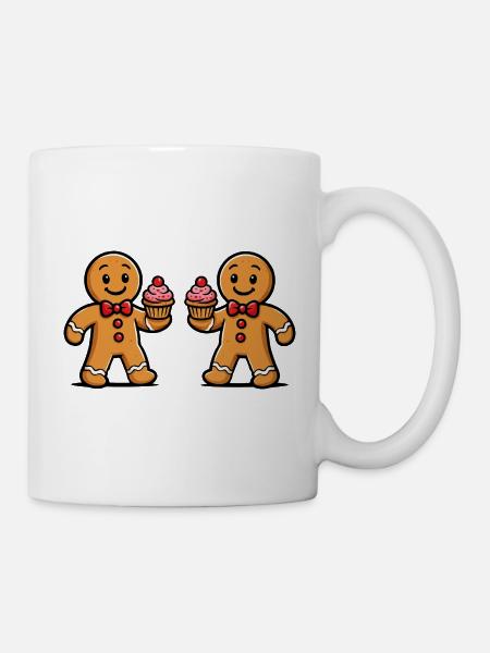 Doppel-Lebkuchen Cupcake Duo - Tasse - Weiß