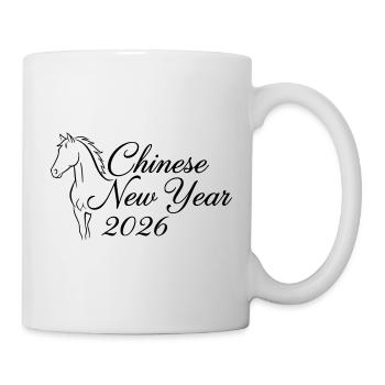 Nouvel An chinois 2026 – Illustration de la ligne de chevaux - Mug blanc - blanc - Droite