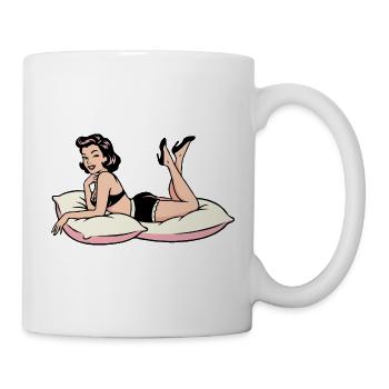 Retro Pin-up Lounge on Cushions - Mug - white - Right