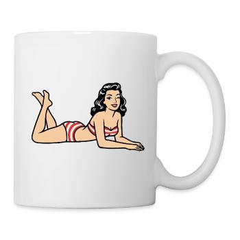 Retro Pinup Bikini Beach Image - Mug - white - Right