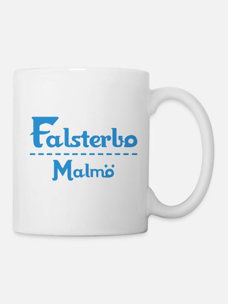 Centrum Malmö – Blue Text Design - Tasse - Weiß