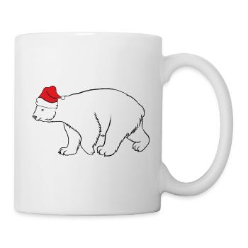 Eisbär mit roter Nikolausmütze Winter Weihnachten  - Tasse - Weiß - Rechts