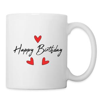 HAPPY BIRTHDAY. COEUR. I LOVE YOU. LOVE. JE T'AIME - Mug blanc - blanc - Droite
