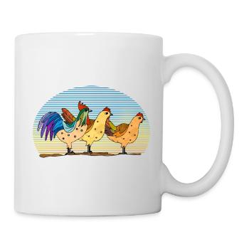 Rooster and chickens - Mug - white - Right