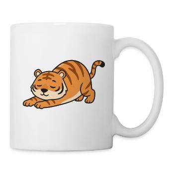 Pose d’étirement du tigre de Kawaii - Mug blanc - blanc - Droite