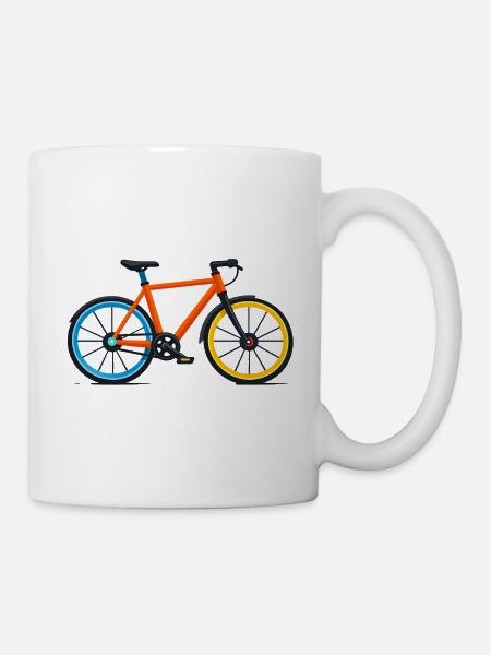 Buntes Fahrrad in Kontrastfarben - Tasse - Weiß