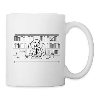 Hund im Büro Chef Dackel Minimalitisch Line Art - Mug blanc - blanc - Droite