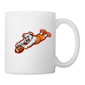 Bulldog Football Dive Catch Maskottchen - Tasse - Weiß - Rechts