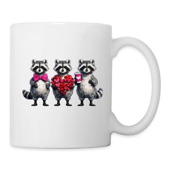 Herztrio Waschbären Liebesfreude - Tasse - Weiß - Rechts