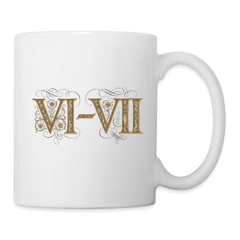 6 und 7: VI–VII Ornamentale römische Zahlen - Tasse - Weiß - Rechts