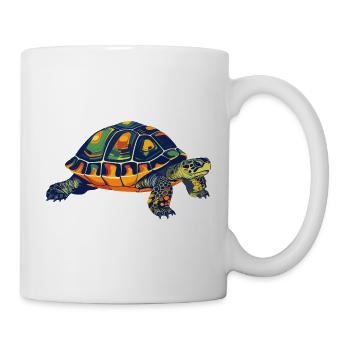 Bunte Mandala Schildkröte tolle Landschildkröte - Tasse - Weiß - Rechts