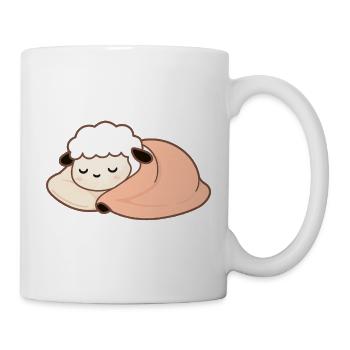 Sleeping Sheep with Pillow – gentle, calm - Mug - white - Right