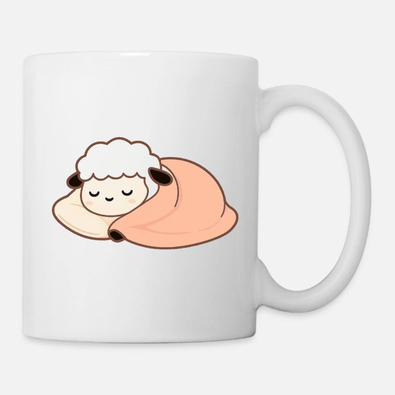 Brebis endormie avec oreiller – douce, calme - Mug blanc - blanc