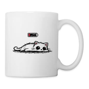 Battery low – Cute Cat Minimal Statement - Mug - white - Right