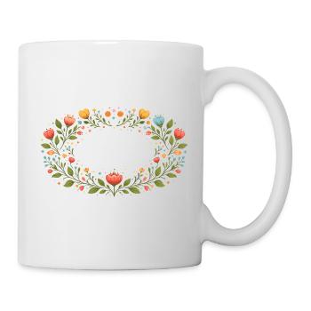 Floral Spring Frame with Flowers - Mug - white - Right