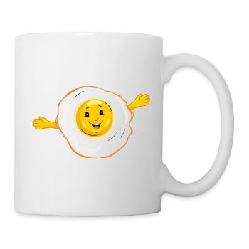 Cartoon_smiling_fried_egg - Tasse - Weiß - Rechts