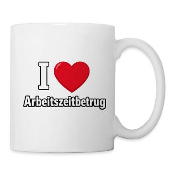 J’aime Temps de travail Fraude Pas de crime Bureau de l’emploi - Mug blanc - blanc - Droite