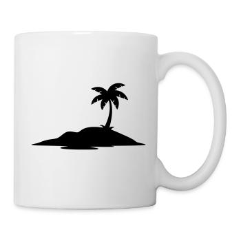 Tropical Island with Palm Tree Silhouette - Mug - white - Right