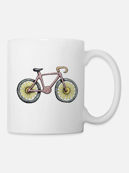 Blumenrad Fahrradkunst Umweltschutz Blume - Tasse - Weiß