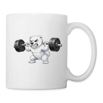 Cute Bear Polar Bear Fitness Weightlifting Workout - Mug - white - Right
