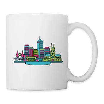 Perth City Skyline Glockenturm Moderne Linienzeichnung - Tasse - Weiß - Rechts