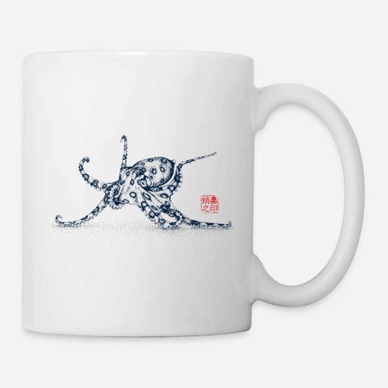 Poulpe avec tampon kanji - Mug blanc - blanc