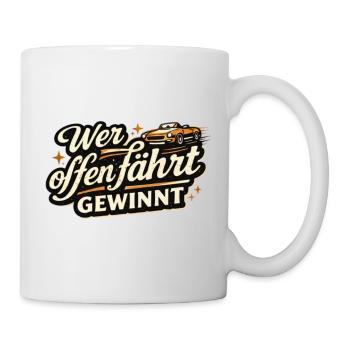 Who drives with the top down wins Retro Cabrio Saying - Mug - white - Right