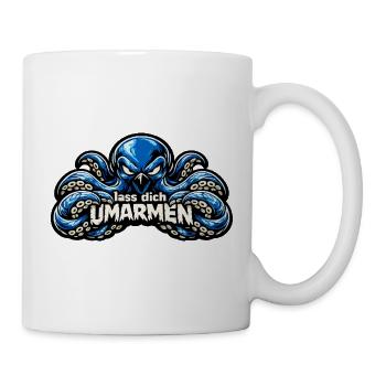 Umarmender Kraken mit Humor: Lass dich umarmen - Tasse - Weiß - Rechts