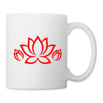 Roter Lotus Silhouette – Florales Mandala Muster - Tasse - Weiß - Rechts