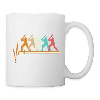 Cricket Heartbeat Retro Batsman Pulse Slogan - Mug - white - Right