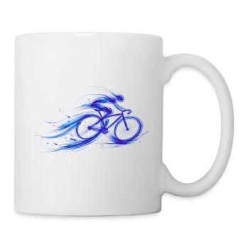 cyclist fast blue bike - Mug - white - Right