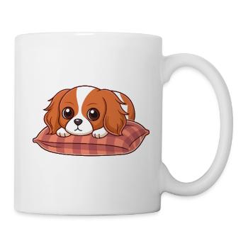 Adorable Puppy on Plaid Cushion - Mug - white - Right