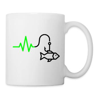 ECG Heart Rate Fish Hook Outline - Mug - white - Right
