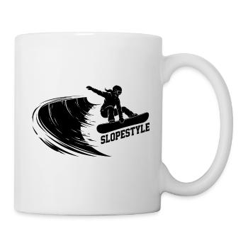 Slopestyle Snowboard Action in den Bergen - Tasse - Weiß - Rechts