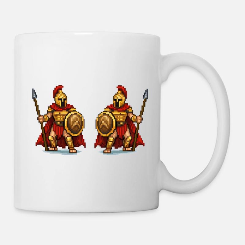 Double Gladiator Pixel Art - Mug blanc - blanc