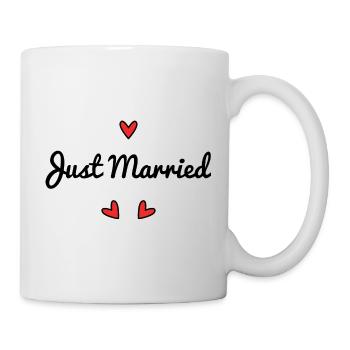 GERADE VERHEIRATET. Junggesellinnenabschied. VALENTINSTAG. PAAR - Tasse - Weiß - Rechts