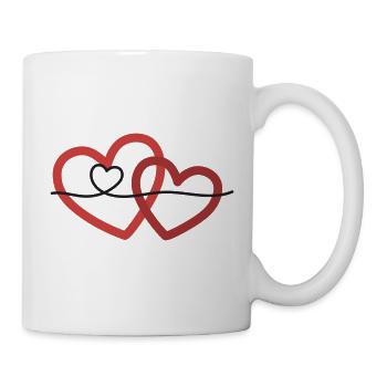 Verbunden in Liebe – geschwungene Herzen - Tasse - Weiß - Rechts